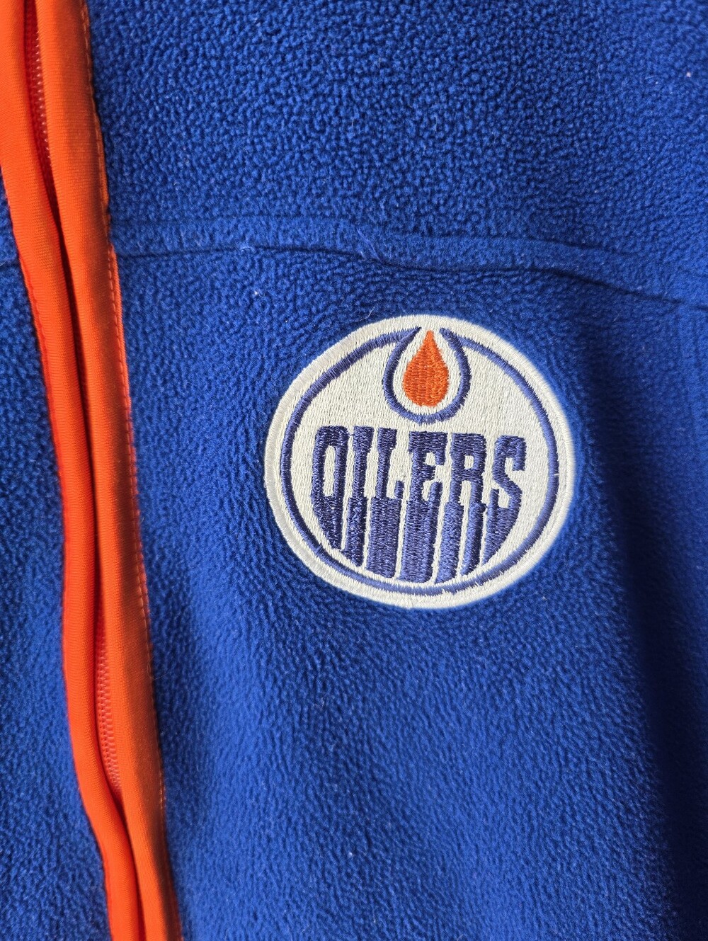 NHL Edmonton Oilers Blue Fleece Zip Up Jacket Sweater Medium - Picture 5 of 9